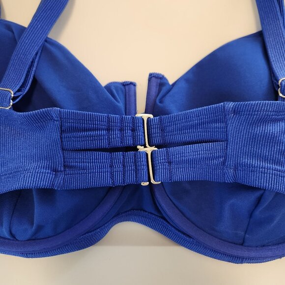 Wild Fable Blue Underwire Ribbed Bikini Top Adjustable Straps Removable Pads 24 - Picture 7 of 10